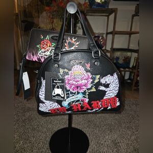 NWT 🪷 Ed Hardy Black Satchel/Wallet Combo